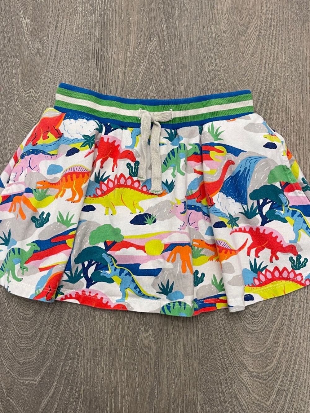 Mini Boden Skort Girls 5-6Y Dinosaur Print Colorful Elastic Waistband Cotton